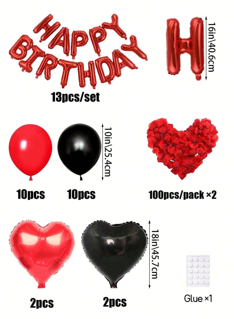Birthday Party Decoration Set - Red and Black Balloons with "Happy Birthday" Banner 39 pieces - Image 3