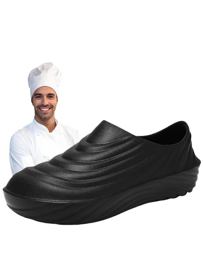 Unisex Adults Kitchen Safety Shoes Chef Shoes Non Slip Garden Work Shoes Lightweight Waterproof Restaurant Food Service Shoes UK5-10, Black, - Image 1