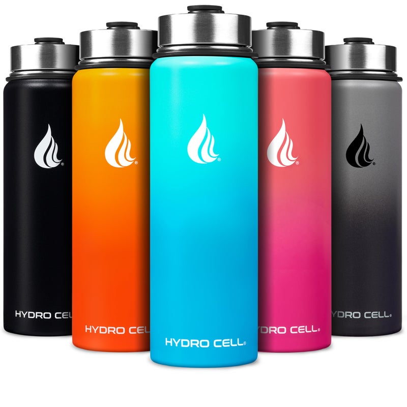 HYDRO CELL Stainless Steel Insulated Water Bottle with Straw - For Cold & Hot Drinks - Metal Vacuum Flask with Screw Cap and Modern Leakproof Sport Thermos for Adults (Teal/Blue 24oz) - Image 1