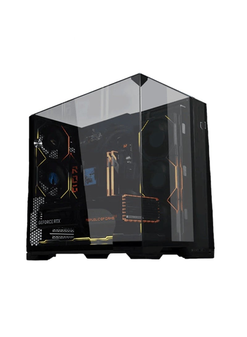 انفني ارك حاسوب ألعاب INFINIARC RTX 5060 المكتبي (صندوق Lian Li O11D VISION، لوحة أم B650، بطاقة رسومات RTX 5060 بسعة 8 جيجابايت، معالج AMD Ryzen 5 7600، ذاكرة RAM بسعة 16 جيجابايت DDR5، قرص SSD M.2 بسعة 1 تيرابايت، مبرد سائل أسود ARGB بحجم 360 مم، مزود طاقة 650 واط برونزي، ويندوز برو) أسود - Image 1