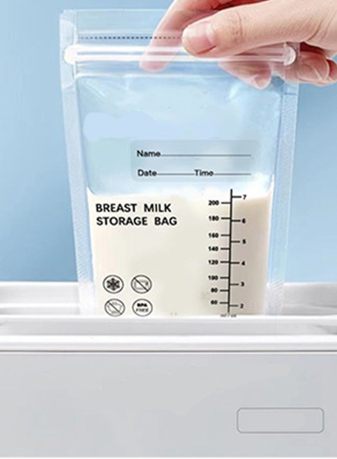 عام 30 قطعة من أكياس تخزين حليب الأم بسعة 200 مل، أكياس حفظ حليب الثدي للاستعمال مرة واحدة، أكياس فريزر مع قلم تحديد، 6 أونصة - Image 4