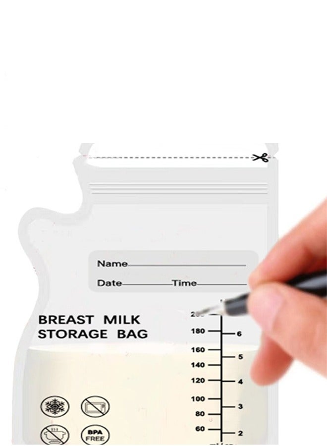 عام 30 قطعة من أكياس تخزين حليب الأم بسعة 200 مل، أكياس حفظ حليب الثدي للاستعمال مرة واحدة، أكياس فريزر مع قلم تحديد، 6 أونصة - Image 2