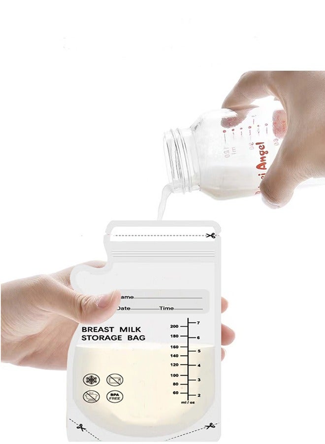 عام 30 قطعة من أكياس تخزين حليب الأم بسعة 200 مل، أكياس حفظ حليب الثدي للاستعمال مرة واحدة، أكياس فريزر مع قلم تحديد، 6 أونصة - Image 3