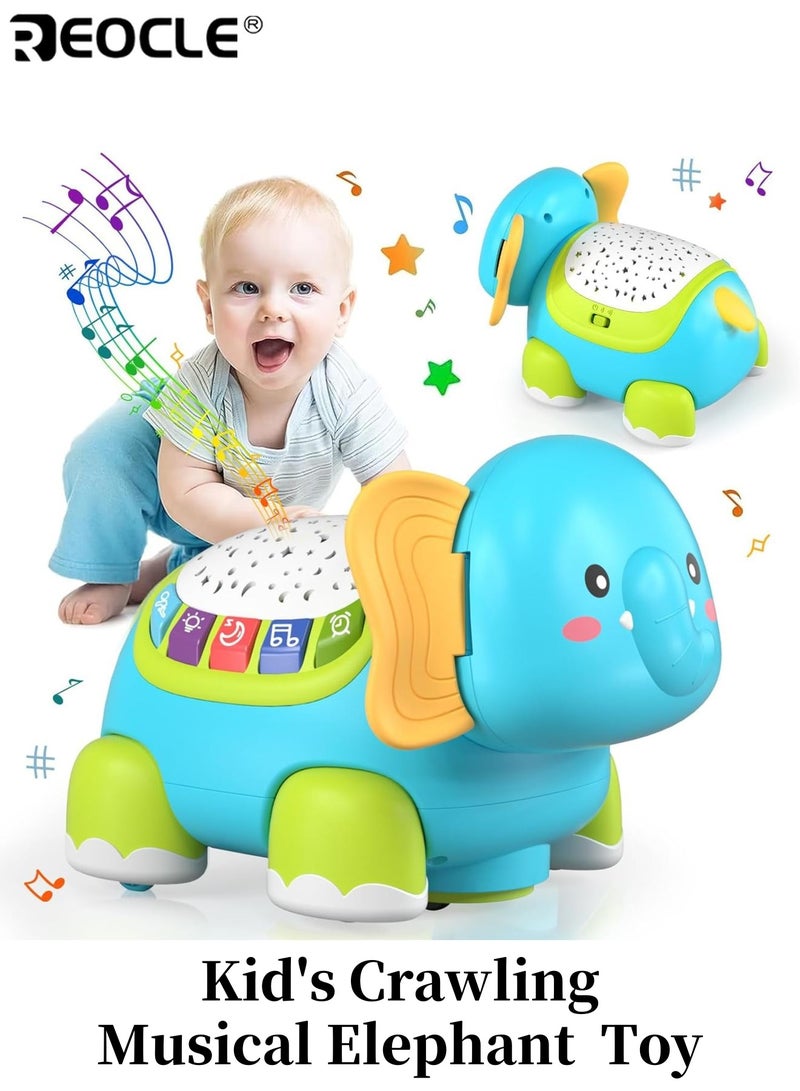 ريوكل لعبة طفل موسيقية زاحفة للأطفال مع جهاز عرض الضوء والصوت التعلم التعليمي المبكر الألعاب الحسية التنموية لمدة 6 إلى 12 شهرا للأطفال الصغار الأولاد والبنات - Image 1