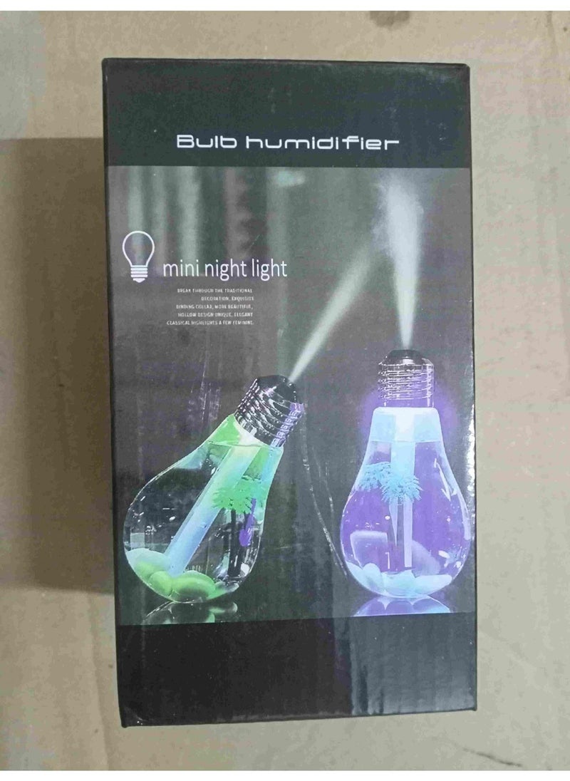 مرطب هواء على شكل لمبة إضاءة مع ضوء ليلي صغير - لون جانبي ضبابي - موزع رائحة بالموجات فوق الصوتية لديكور المنزل