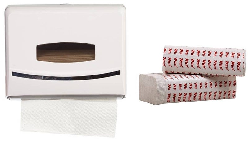 MDN Mist Multi Fold Paper Towel Dispenser Wall Mount Tissue Holder for Home Office Counterpart and Restroom Business Commercial use Tissue Dispenser with Two Refill (White) - Image 1