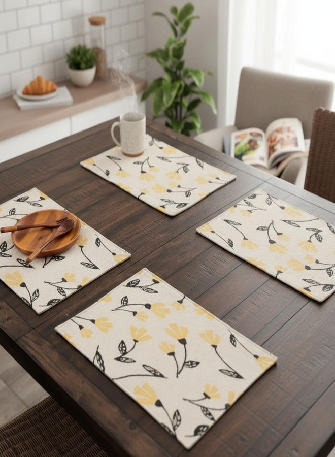 DaDa Bedding Yellow Fleur Floral Botanical Dining Table Placemats - Set of 4-Pieces Tapestry Spring Time Golden Orange Floral Garden Design - Decorative Cotton Linen Woven Kitchen Mats - 13” x 19” - Image 5