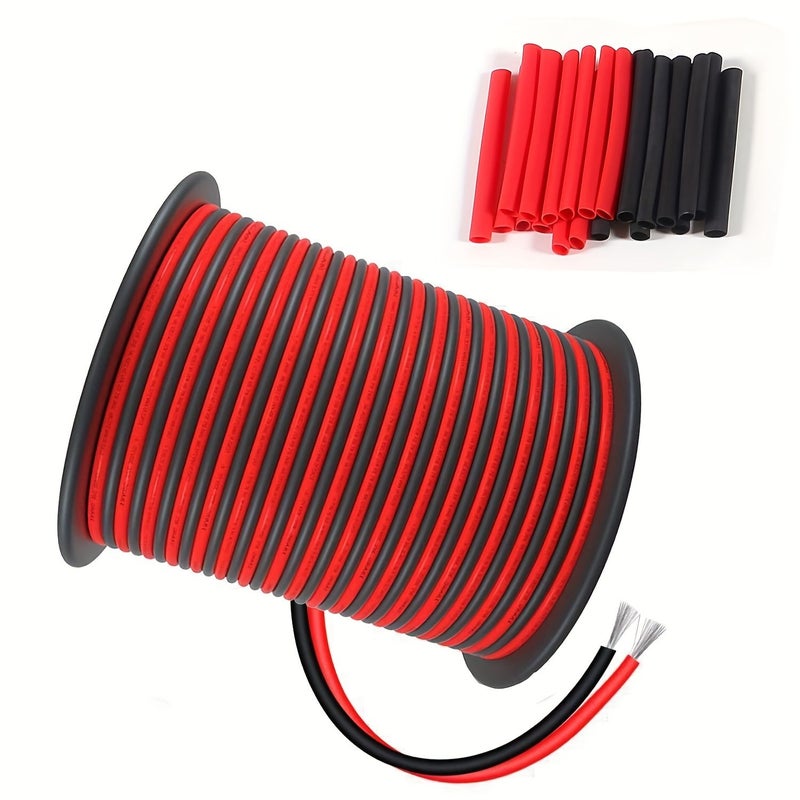 سلك توصيل 20 AWG أحمر وأسود بطول 393.7 بوصة، سلك مجدول لأنظمة الإضاءة منخفضة الجهد وأجراس الأبواب وكابل تمديد لأشرطة LED بجهد 12 فولت و24 فولت تيار مستمر. - Image 1