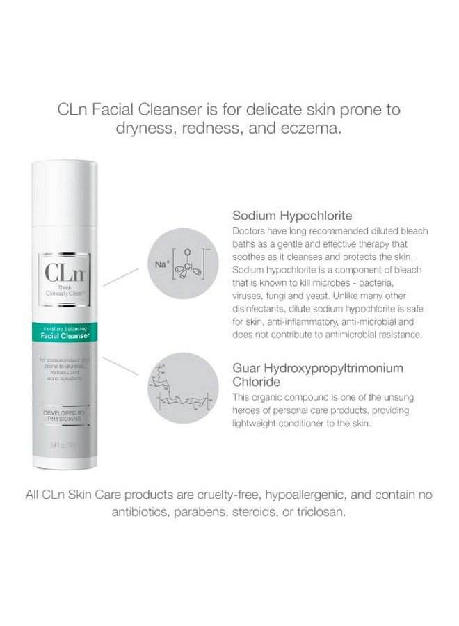 سي إل إن منظف الوجه CLn® - منظف مرطب للوجه مع الجلسرين، للبشرة المعرضة للجفاف والأكزيما والاحمرار والتهيج وحساسية حب الشباب، خالٍ من العطور والبارابين، 3.4 أونصة سائلة. - Image 3