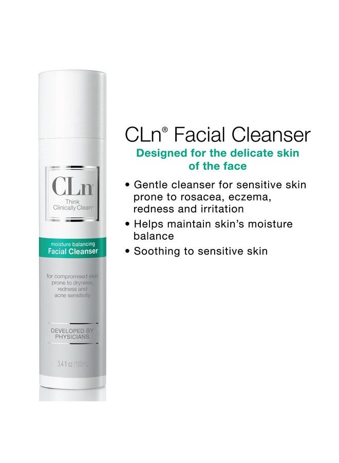 سي إل إن منظف الوجه CLn® - منظف مرطب للوجه مع الجلسرين، للبشرة المعرضة للجفاف والأكزيما والاحمرار والتهيج وحساسية حب الشباب، خالٍ من العطور والبارابين، 3.4 أونصة سائلة. - Image 4
