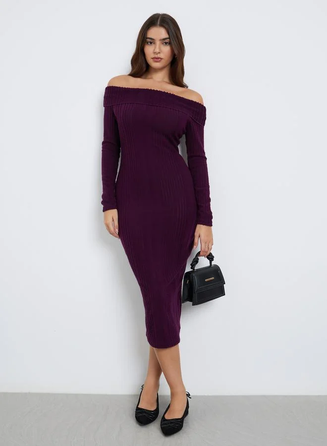 ستايلي فستان ميدي ضيق محبوك بنقشة