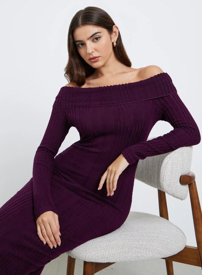 ستايلي فستان ميدي ضيق محبوك بنقشة