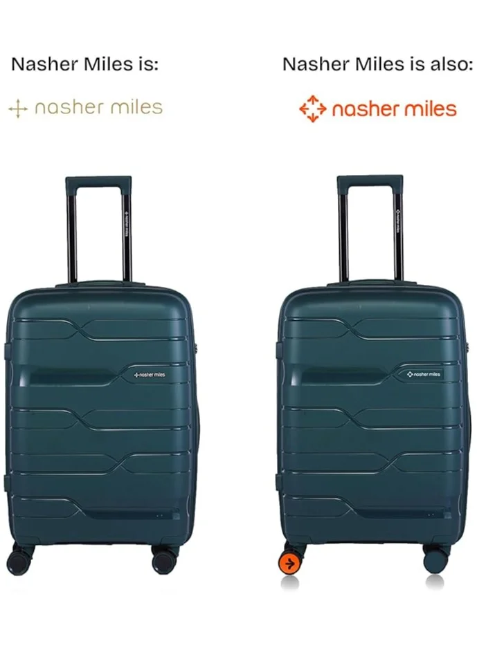 nasher miles Nasher Miles Paris Hard-Sided Polypropylene Luggage Set of 2 | 55cm & 65cm | 8 Wheels Small & Medium Trolley Bag for Travel | Suitcase (Dark Green)