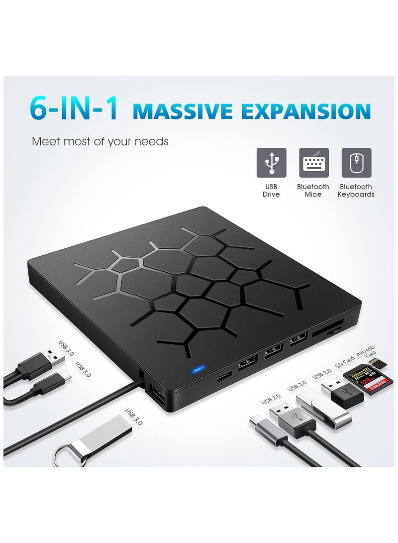 External DVD Drive USB 3.0 CD DVD Burner for Laptop with 4 USB Ports and 2 SD Card Slots Ultra Slim for Mac PC Windows 10 8 7 Linux OS - Image 4