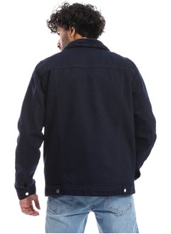 Andora Long Sleeves Multi Pockets Fur Padderd Jacket _ Navy Blue  - Image 3