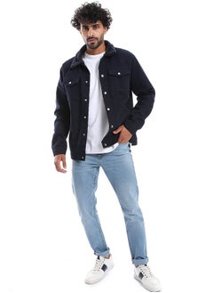 Andora Long Sleeves Multi Pockets Fur Padderd Jacket _ Navy Blue  - Image 2