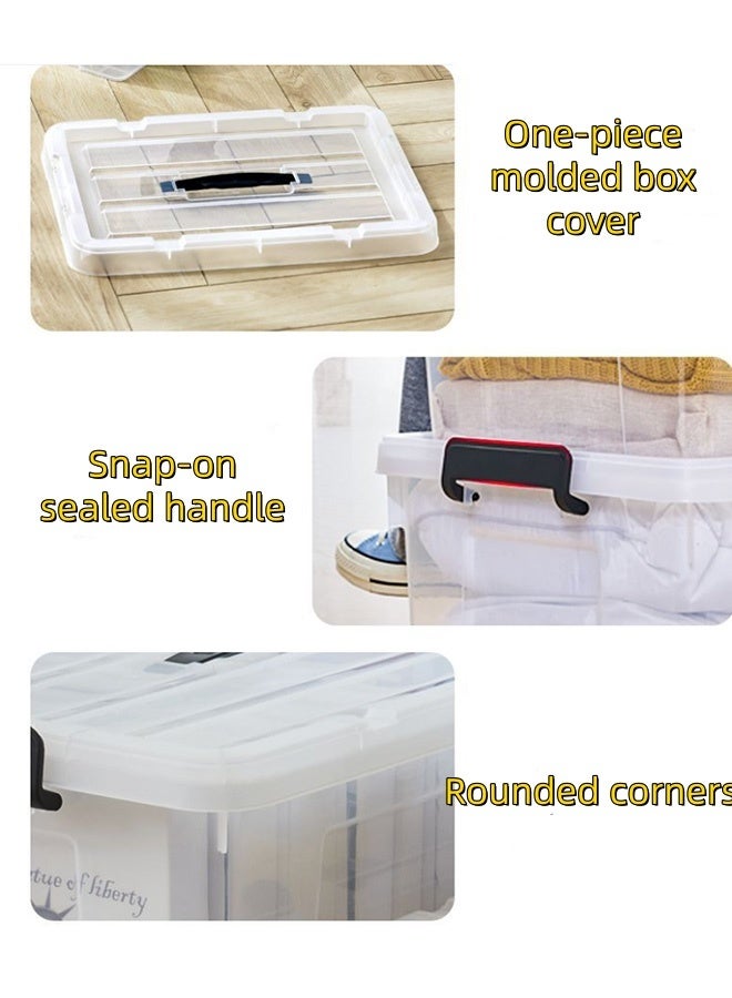 JCB CHIC 3 pcs Large Clear Plastic Storage Bin with Lid, 100L Heavy Duty Stackable Storage Box ，Transparent Organizer Container for Clothes, Bedding, Toys, Home & Office Use - Image 3
