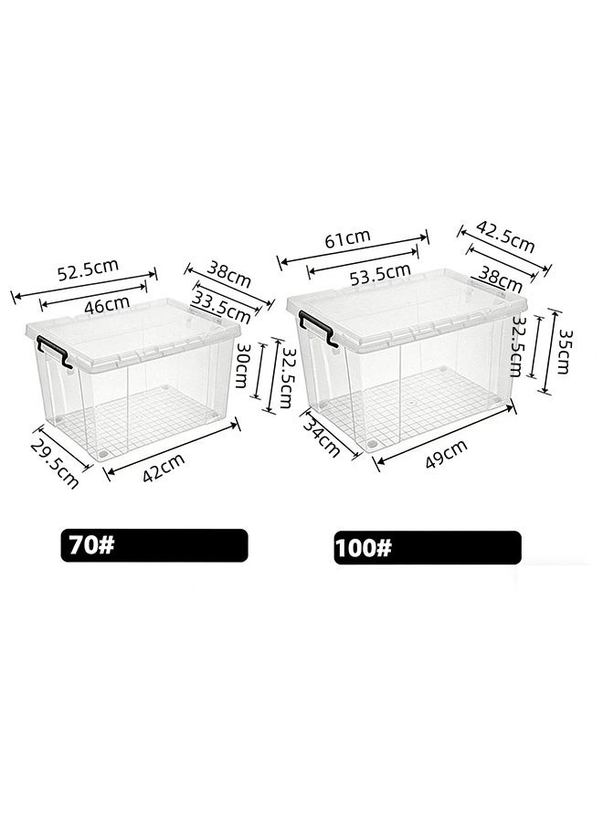 JCB CHIC 3 pcs Large Clear Plastic Storage Bin with Lid, 100L Heavy Duty Stackable Storage Box ，Transparent Organizer Container for Clothes, Bedding, Toys, Home & Office Use - Image 2