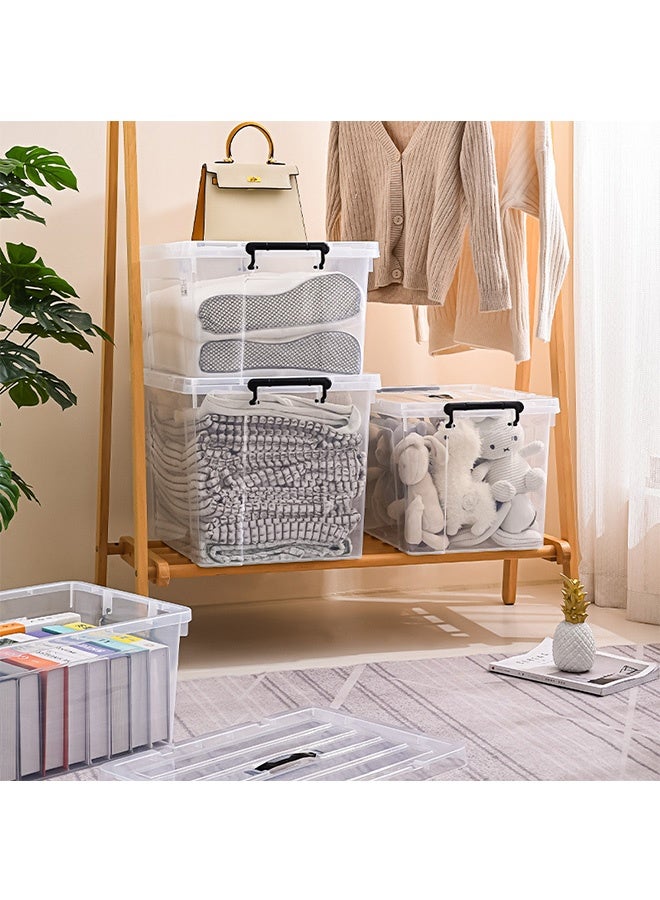 JCB CHIC 3 pcs Large Clear Plastic Storage Bin with Lid, 100L Heavy Duty Stackable Storage Box ，Transparent Organizer Container for Clothes, Bedding, Toys, Home & Office Use - Image 5
