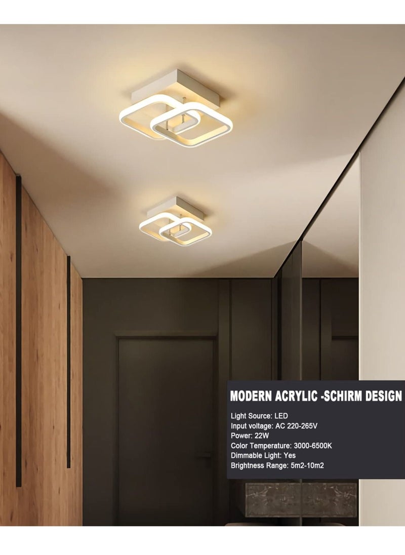 XiuWoo - LED Ceiling Light 22W Modern LED Energy Saving Light, LED Ceiling Lamp for Hallway Entrance Office Bedroom Kitchen Metal Square Design Ceiling Lighting Fixture 3 Color 3000K-6500K - Image 1