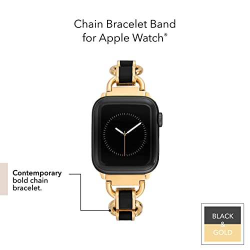ANNE KLEIN WITHit Anne Klein Fashion Chain Bracelet for Apple Watch, Secure, Adjustable, Apple Watch Replacement Band, Fits Most Wrists (38/40/41mm, Black and Gold) - Image 3