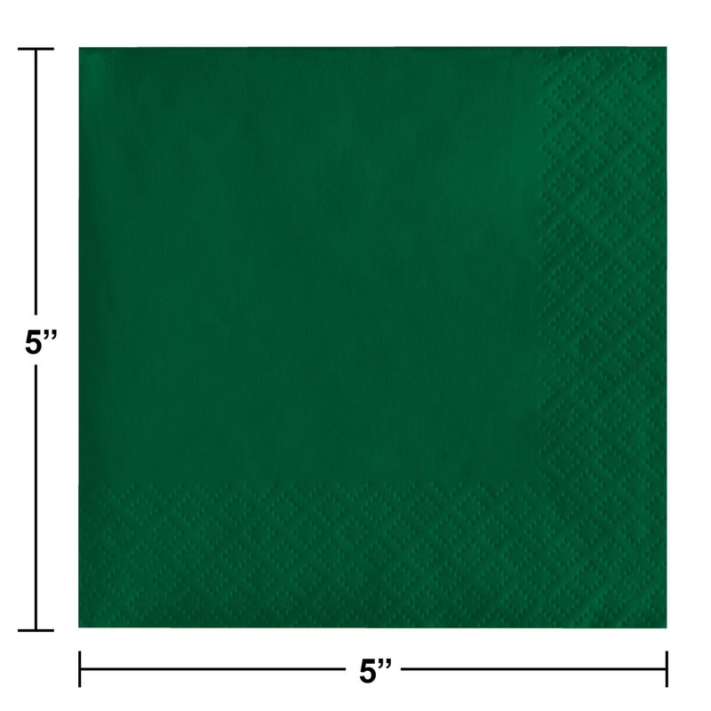 Creative Converting Touch of Color 2-Ply 50 Count Paper Beverage Napkins, Hunter Green - 803124B - Image 3