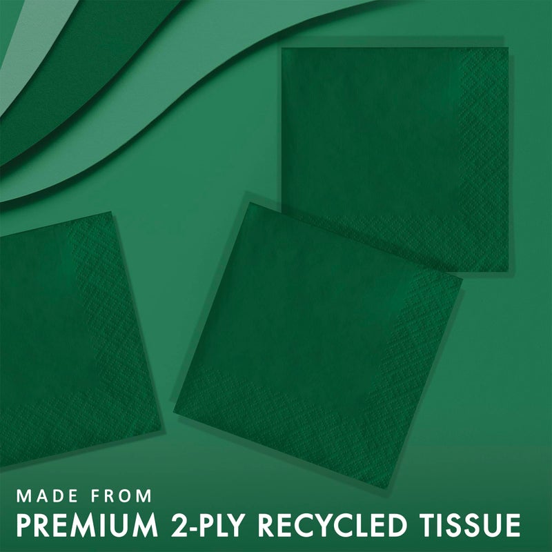 Creative Converting Touch of Color 2-Ply 50 Count Paper Beverage Napkins, Hunter Green - 803124B - Image 2