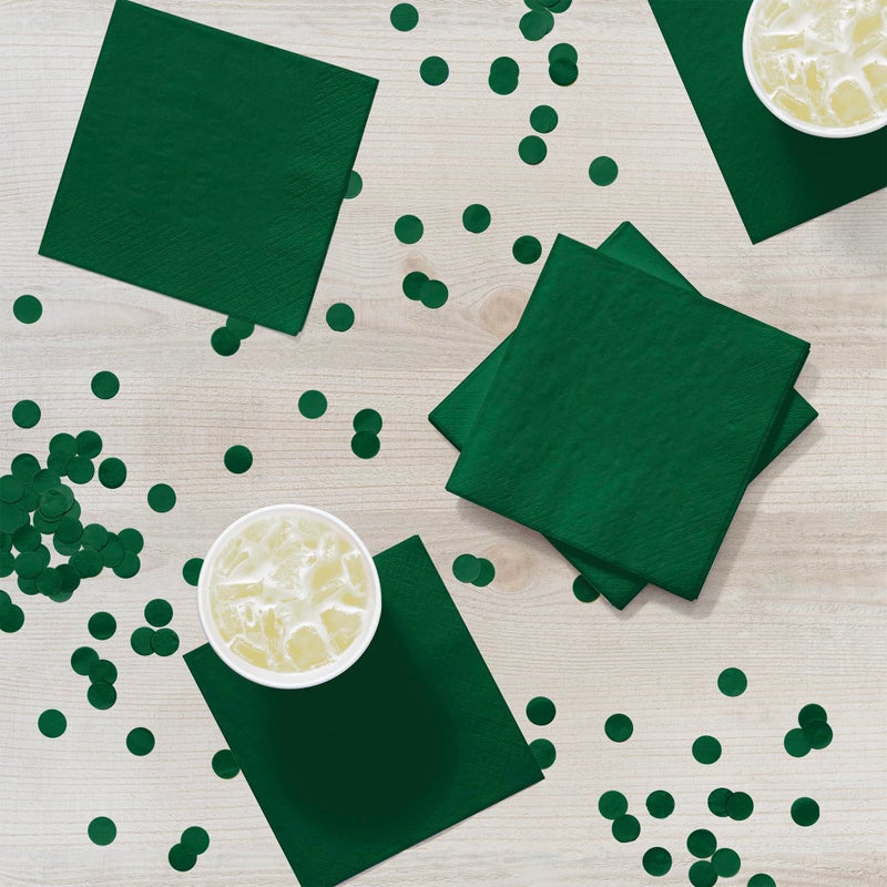 Creative Converting Touch of Color 2-Ply 50 Count Paper Beverage Napkins, Hunter Green - 803124B - Image 4