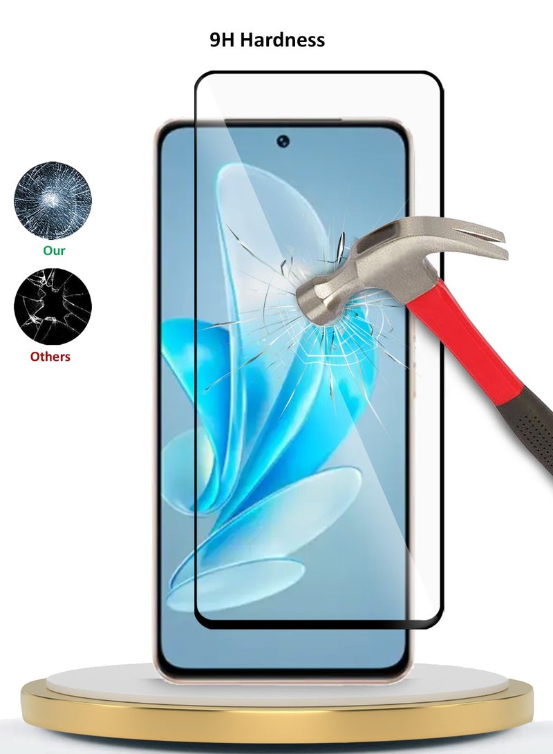Wtech Vivo V30 Lite 5G 2023 Premium E2E Full Glue Full Cover Tempered Glass Screen Protector (MSGECN) - Clear/Black - Image 3