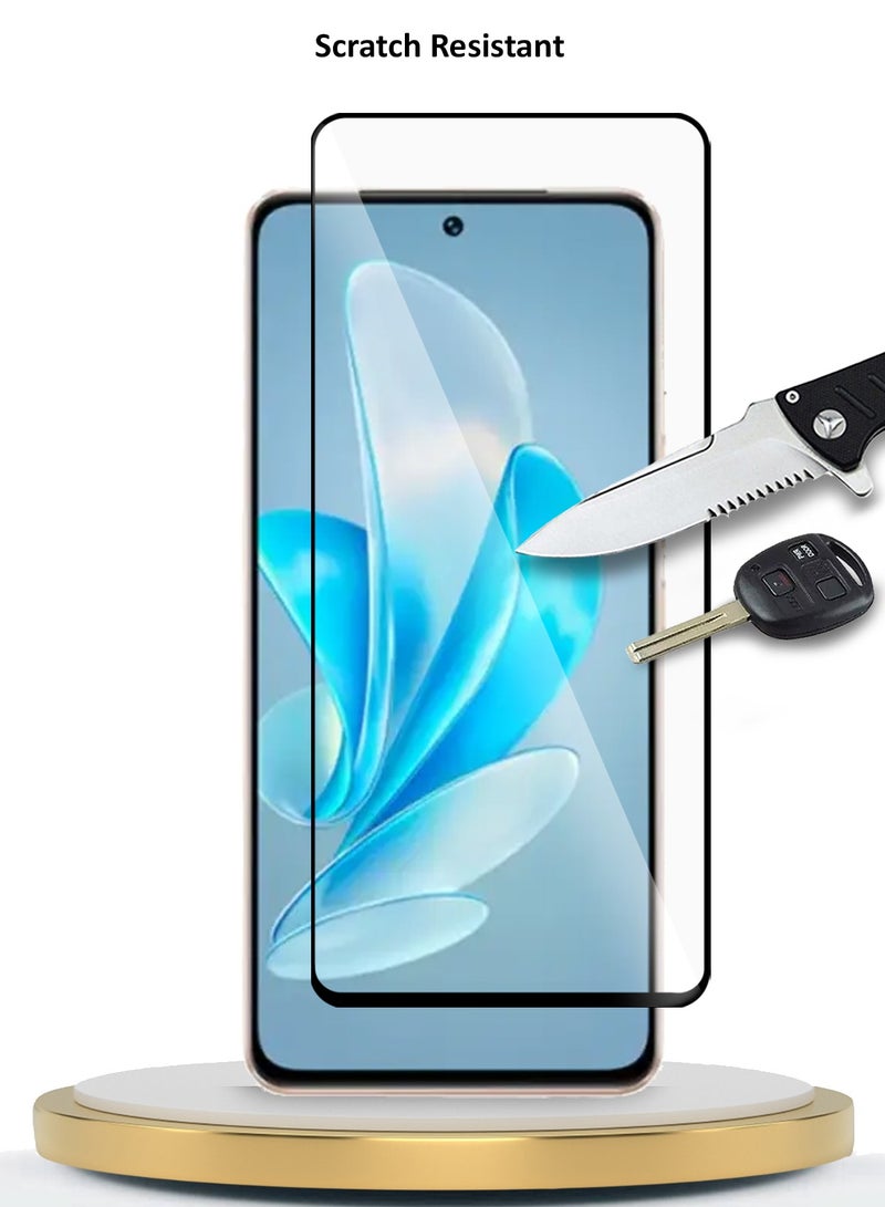 Wtech Vivo V30 Lite 5G 2023 Premium E2E Full Glue Full Cover Tempered Glass Screen Protector (MSGECN) - Clear/Black - Image 5