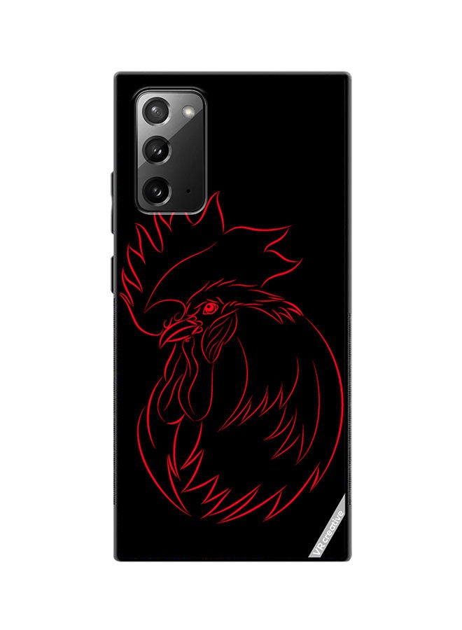 VR CREATIVE Protective Case Cover For Samsung Galaxy Note20 5G Cooster Red Sketch On A Black Design Multicolour - Image 1