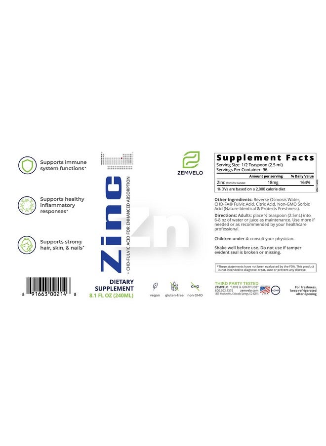 Zemvelo Liquid Ionic Zinc ; 96 Day Supply ; Encourage Clear Skin ; Sustained Energy ; Natural Inflammatory Support  - Image 3