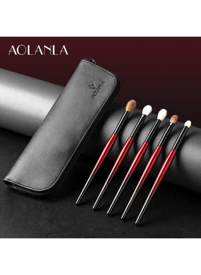 Aolanla Premium Red Night Eyeshadow Brush Set, Professional 5-piece Animal Eye Makeup Brushes With Brush Case, Birthday Gift - Image 3