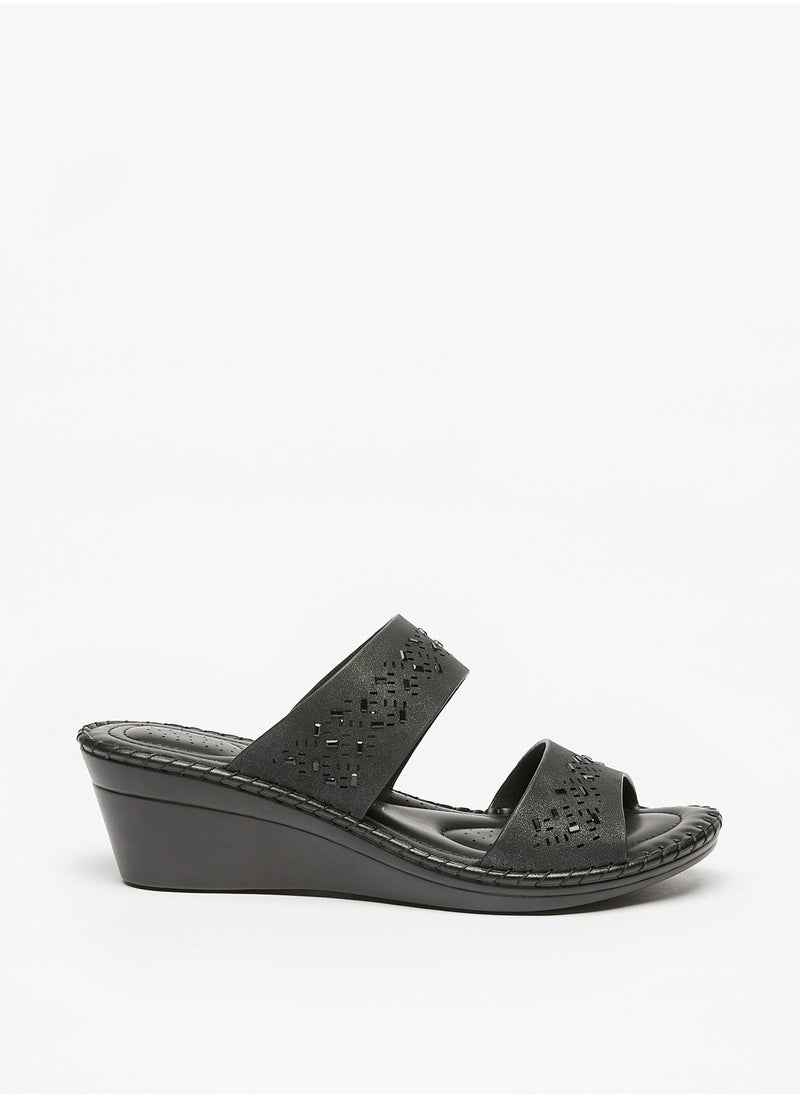 Le Confort - Womens Embellished Slip On Sandals with Wedge Heels and Cut Out Detail - Image 1