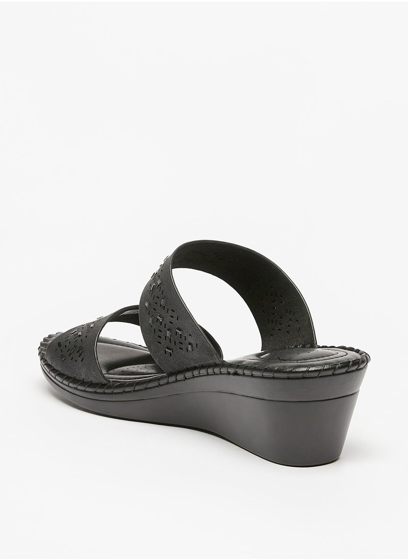 Le Confort - Womens Embellished Slip On Sandals with Wedge Heels and Cut Out Detail - Image 1