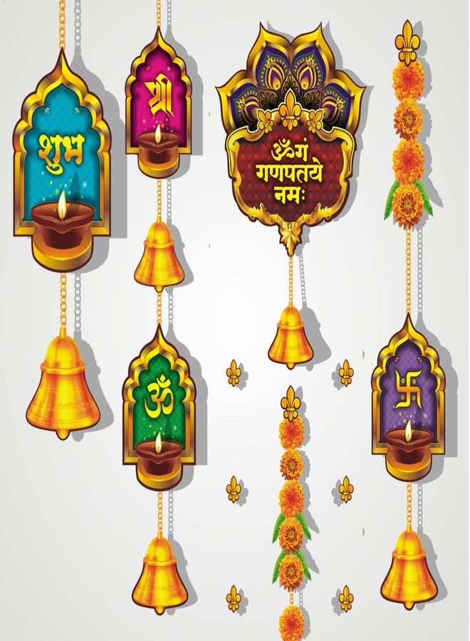 Shree Space® Classic Wall Sticker for Festival & Home Temple Decoration | Transparent PVC Sticker for Door, Pooja Room, Entrance | 120x70cm | Easy Peel & Stick | Reusable Décor - Image 3