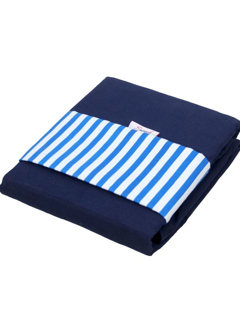 Tiba 4 Piece Flat Microfiber Plain And Printed Bed Sheet 180*230 Cm Dark Blue Striped Design  - Image 4