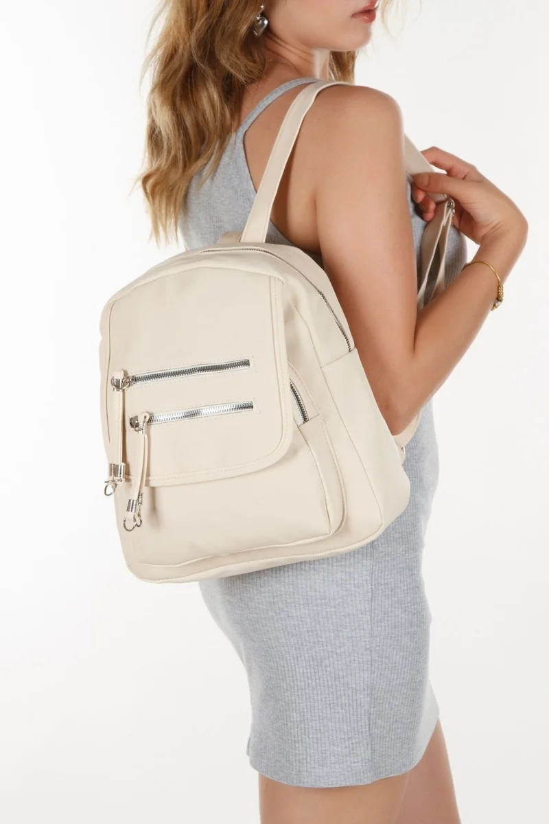 Adelina Bags Women's Covered Daily Backpack with Zipper Detail