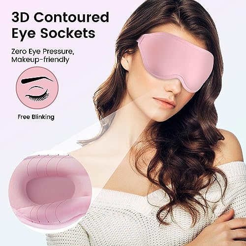 Audree Eye Mask for Sleeping 3D Contoured 100 Sleep Mask Light Blocking Sleeping Eye Mask for Women Men Zero Eye Pressure Night Blindfold Soft Eye Cover Pink - Image 5