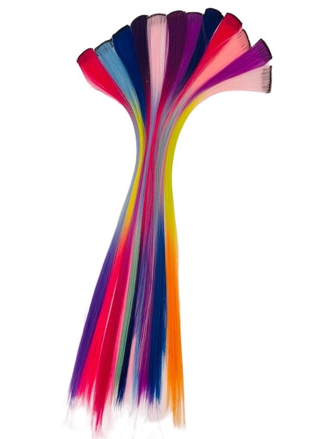 EPARTY وصلات شعر بمشابك ملونة من إي بارتي، بطول 22 بوصة، بألوان قوس قزح، مقاومة للحرارة، مستقيمة، مع خصلات ملونة، مثالية لحفلات التنكر، وحفلات الكريسماس، هدية رائعة للفتيات، متوفرة بـ 12 لونًا مختلفًا. - Image 2