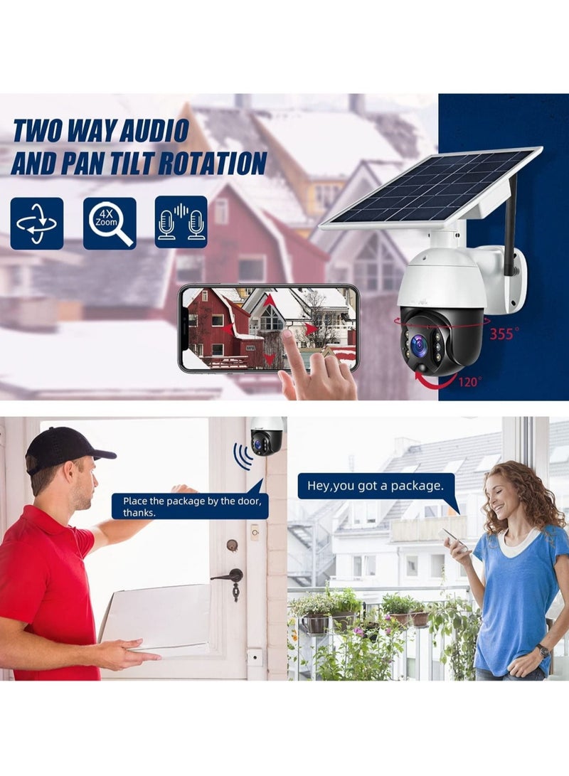 Generic Outdoor Security Camera,Solar Powered Battery WiFi Camera Wire Free Outdoor 1080P Pan Tilt Wireless Camera PIR Motion 2 Way Audio Night Vision Cloud Storage  - Image 3