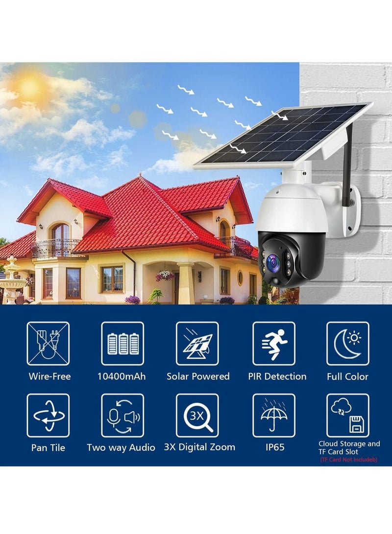 Generic Outdoor Security Camera,Solar Powered Battery WiFi Camera Wire Free Outdoor 1080P Pan Tilt Wireless Camera PIR Motion 2 Way Audio Night Vision Cloud Storage  - Image 2