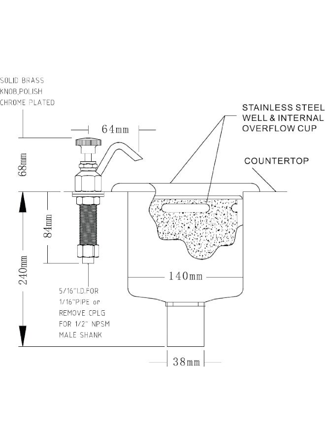 SOFIA REFRIGERATION Stainless Steel Drop In Dipper Well Bowl and Faucet Set, Ice cream scoop rinser - Image 3