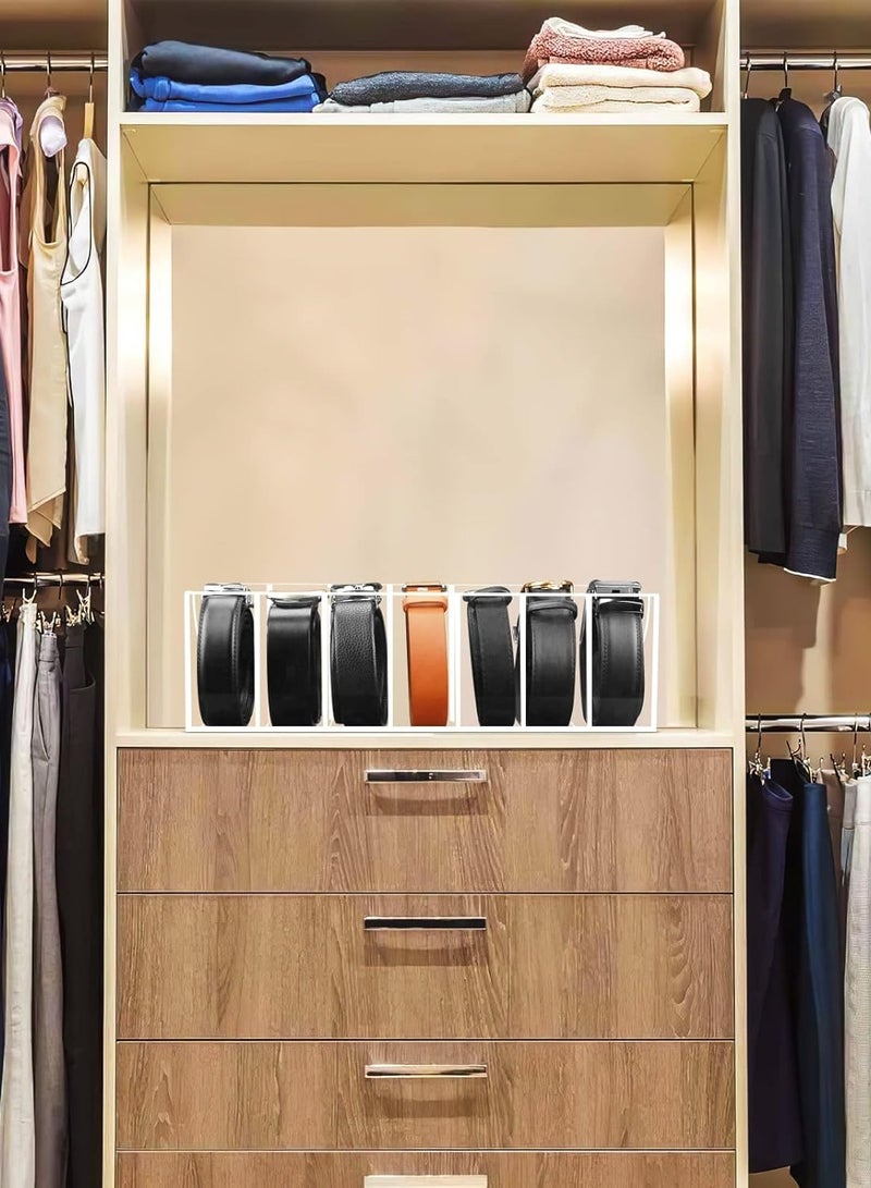 TPGP Belt Organizer – Acrylic 7 Compartments Clear Belt Storage Holder for Closet and Drawer - Image 4