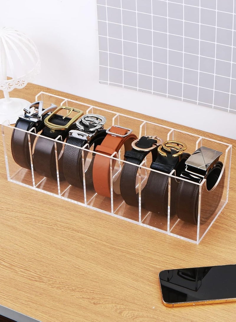 TPGP Belt Organizer – Acrylic 7 Compartments Clear Belt Storage Holder for Closet and Drawer - Image 5