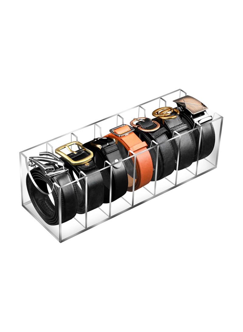 TPGP Belt Organizer – Acrylic 7 Compartments Clear Belt Storage Holder for Closet and Drawer - Image 1