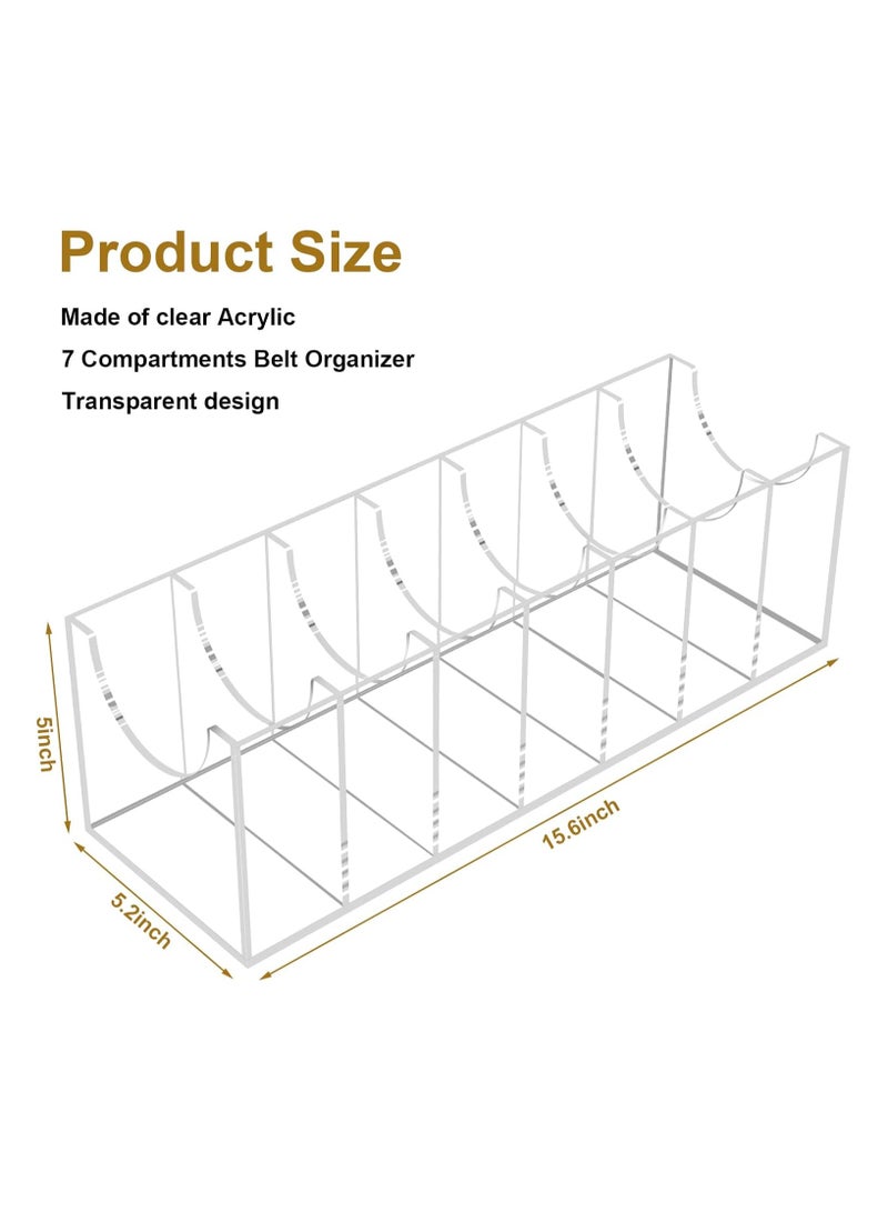 TPGP Belt Organizer – Acrylic 7 Compartments Clear Belt Storage Holder for Closet and Drawer - Image 2