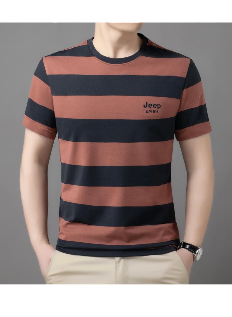 Jeep Men's  Short Sleeved T-shirt Round Neck Pullover Sweatshirt Simple Running Top  - Image 1