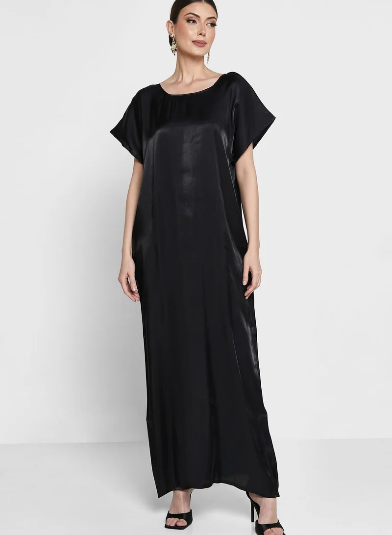 hayas closet Embellished Mesh Detail Abaya