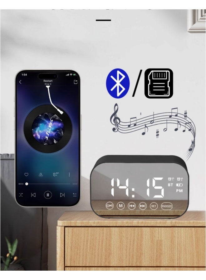 نيوترل مكبر صوت بلوتوث محمول M3 مزود بفتحة لبطاقة الذاكرة، ويتميز بوظائف الإضاءة والساعة والمنبه. استمتع بالموسيقى، وأجب على المكالمات، واستمع إلى محطات الراديو FM. مثالي للطلاب وموظفي المكاتب وغيرهم. (أبيض) - Image 4